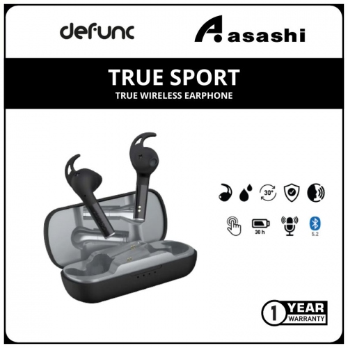Defunc TRUE SPORT True Wireless Earphone - Black (1 yrs Limited Hardware Warranty)