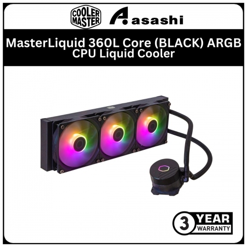 Cooler Master MasterLiquid 360L Core (BLACK) ARGB CPU Liquid Cooler (LGA1700 Ready) - 3 Years Warranty
