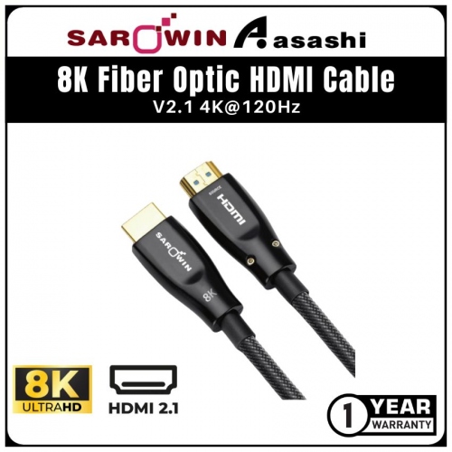 Sarowin 8K Fiber Optic HDMI Cable V2.1 4K@120Hz - 15M