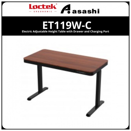 Loctek ET119W-C Electric Adjustable Height Table with
Drawer and Charging Port 1204mmx604mm
