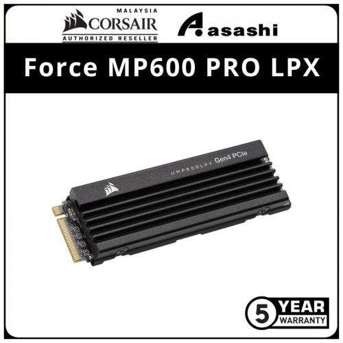 Corsair Force MP600 PRO LPX 4TB M.2 2280 PCIE Gen4 x4 NVMe SSD - CSSD-F4000GBMP600PLP (Up to 7100MB/s Read & 6800MB/s Write)