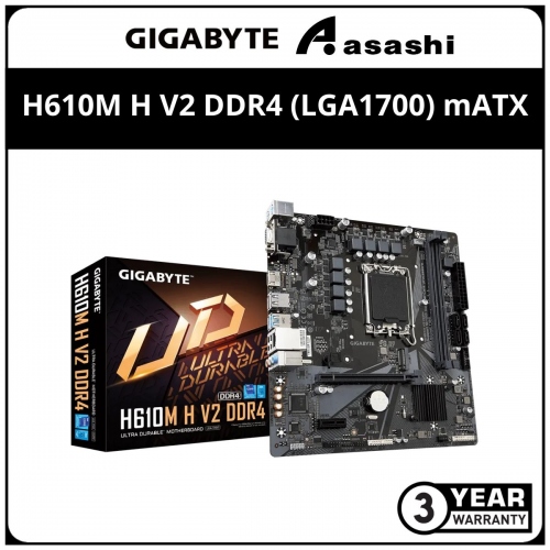 GIGABYTE H610M H V2 DDR4 (LGA1700) mATX Motherboard (VGA, HDMI, M.2)