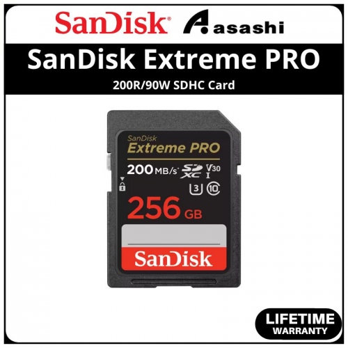 Sandisk (SDSDXXD-256G-GN4IN) Extreme Pro 256GB UHS-I U3 V30 Class10 SDXC Card - Up to 200MB/s Read Speed,90MB/s Write Speed