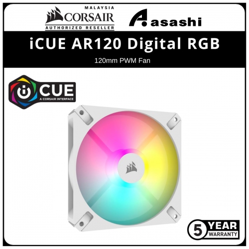 Corsair iCUE AR120 Digital RGB (White) 120mm PWM Fan - 1850RPM