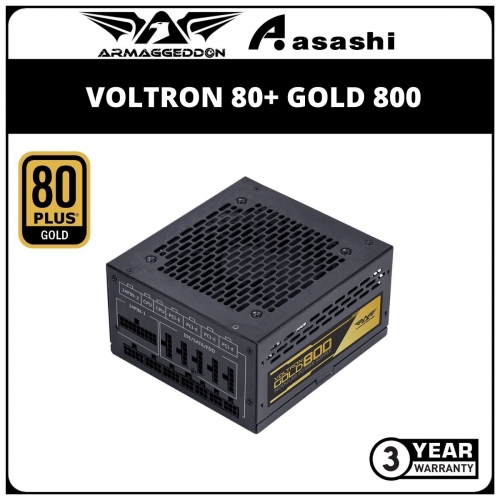 Armaggeddon Voltron 80+ Gold 800 800W, Flat Cable, Non-Modular Power Supply (3 Years Warranty)