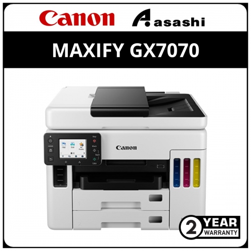 Canon Maxify GX7070 A4 Printer (Print,Scan,Copy,Fax,Duplex Print,Wifi Direct) (2 Yrs On-site Warranty / 50,000 pages whichever comes first)