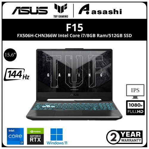 Asus TUF FX506H-CHN366W Gaming Notebook - (Intel Core i7-11800H/8GB D4 3200Mhz(Extra 1 Slot)/512GB SSD/15.6