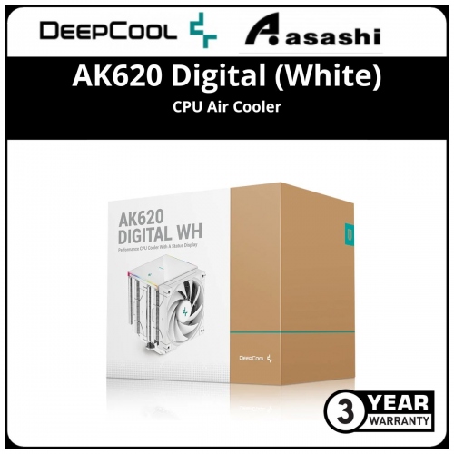 Deepcool AK620 Digital (White) CPU Air Cooler - 3 Years Warranty (LGA1700/1200/115x/AM4/AM5)
