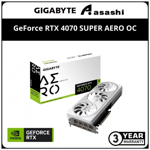 GIGABYTE GeForce RTX 4070 SUPER AERO OC 12GB GDDR6X White Edition Graphic Card (GV-N4070SAERO OC-12GD)