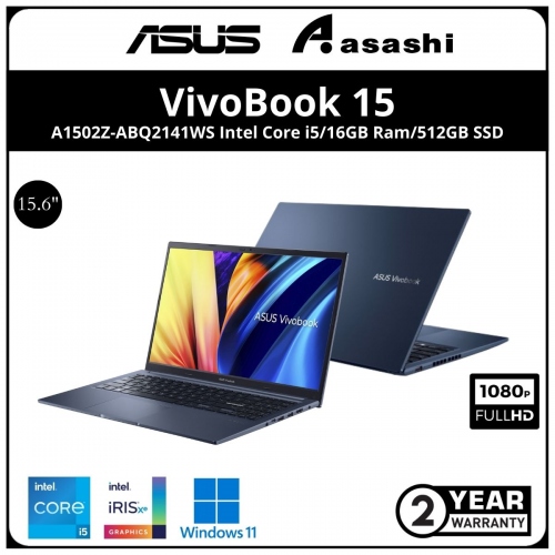 Asus Vivobook A1502Z-ABQ2141WS Notebook - (Intel Core i5-12500H/16GB OB(1 Extra Slot)/512GB SSD/15.6