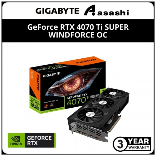 GIGABYTE GeForce RTX 4070 Ti SUPER WINDFORCE OC 16GB GDDR6X Graphic Card (GV-N407TSWF3OC-16GD)