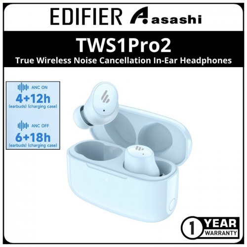 Edifier TWS1Pro2 True Wireless Noise Cancellation In-Ear Headphones - Blue (1 yrs Limited Hardware Warranty)