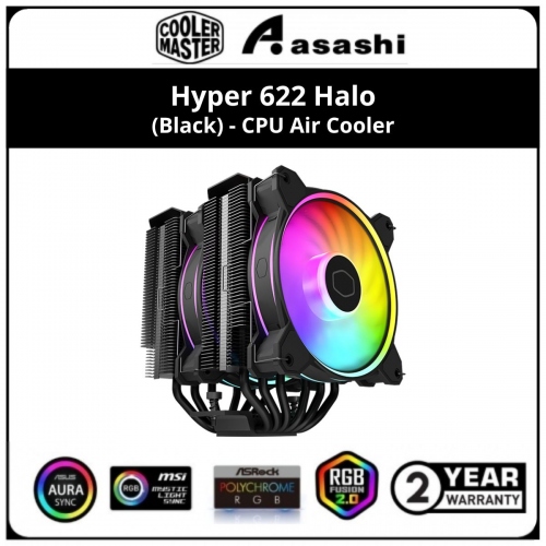 Cooler Master Hyper 622 Halo (Black) CPU Air Cooler - 2 Years Warranty (LGA1700 Ready) 2050RPM