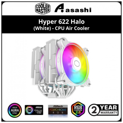 Cooler Master Hyper 622 Halo (White) CPU Air Cooler - 2 Years Warranty (LGA1700 Ready) 2050RPM