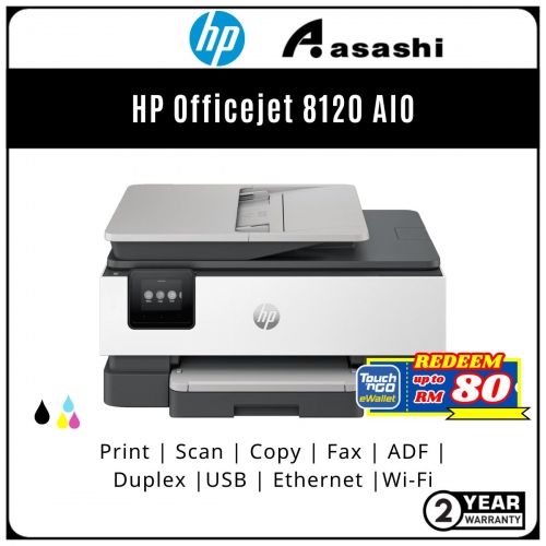 HP Officejet 8120 AIO Printer (Print/Scan/Copy/Fax/Duplex Printing/Wireless/2Yr Warranty)