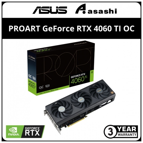 ASUS PROART GeForce RTX 4060 TI OC 16GB GDDR6 Graphic Card (PROART-RTX4060TI-O16G)