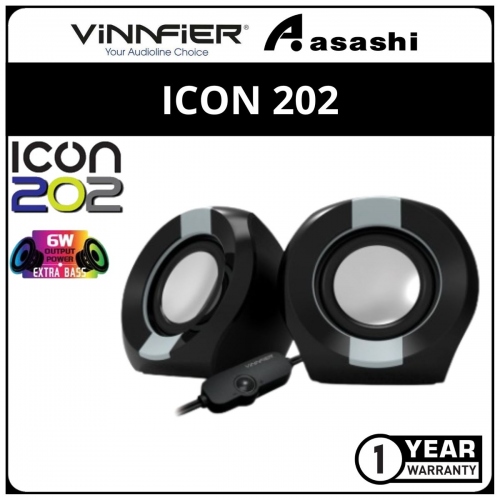 Vinnfier ICON202-Black/Grey Portable Speaker (6 months Limited Hardware Warranty)
