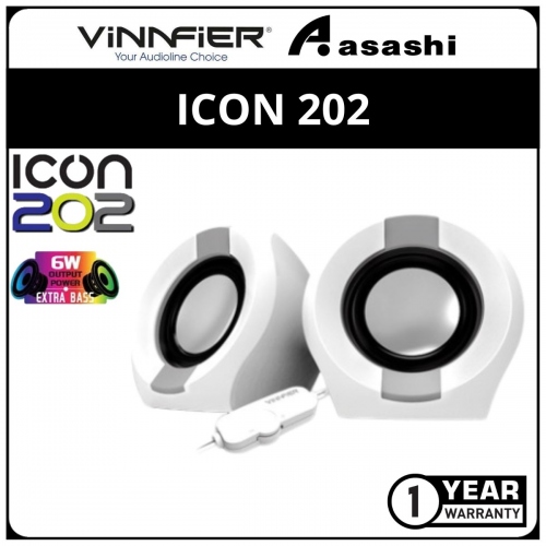 Vinnfier ICON202-White/Grey Portable Speaker (6 months Limited Hardware Warranty)