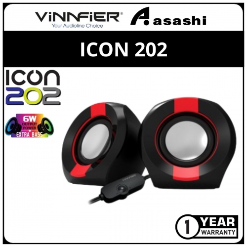 Vinnfier ICON202-Black/Red Portable Speaker (6 months Limited Hardware Warranty)