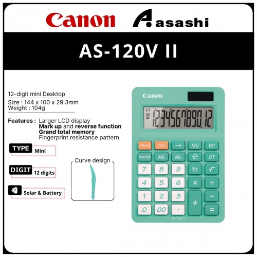 Canon AS-120V II 12 Digits Calculator (Paris Green)