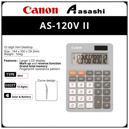 Canon AS-120V II 12 Digits Calculator (Smoke Gray)