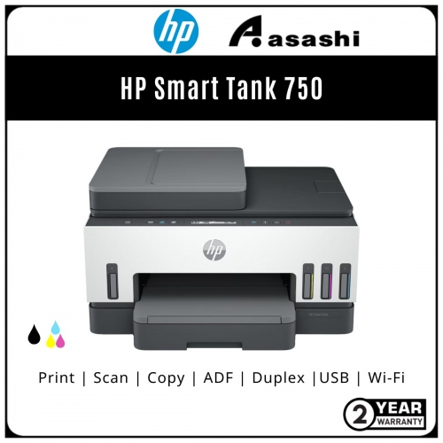 HP Smart Tank 750 Wireless AIO Printer (Print,scan,copy,Duplex,ADF 35 Sheets & Wireless) 2 Years Onsite 1-to-1