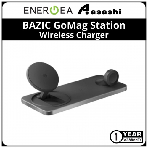 Energea BAZIC GoMag Station 3in1 Fast Wireless Charger with Built-in Apple Watch Charger (1 yrs Limited Hardware Warranty)