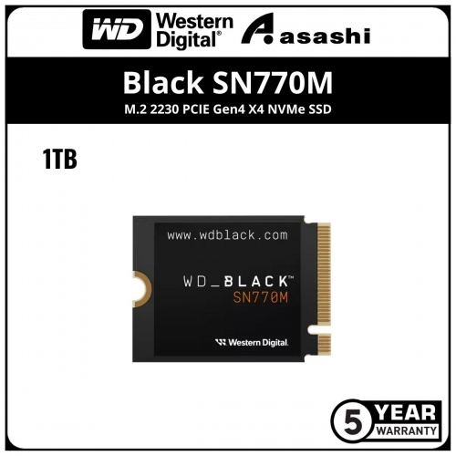 WD Black SN770M 1TB M.2 2230 PCIE Gen4 X4 NVMe SSD - WDS100T3X0G (Up to 5150MB/s)