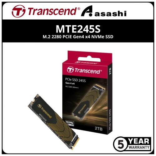 Transcend MTE245S 2TB M.2 2280 PCIE Gen4 x4 NVMe SSD - TS2TMTE245S (Up to 5300MB/s Read & 4600MB/s Write)
