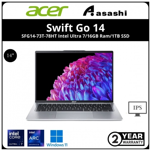 Acer Swift Go 14 Touch SFG14-73T-78HT Ultrabook-(Intel® Core™ Ultra 7 processor 155H/16GB LDDR5X (No Slot)/1TB SSD/Intel® ARC™ Graphics/14