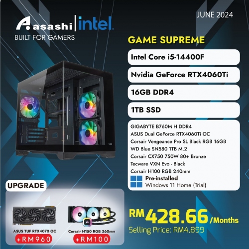 GAME SUPREME - Intel® Core™ i5-14400F / ASUS TUF Gaming GeForce RTX 4070 OC 12GB