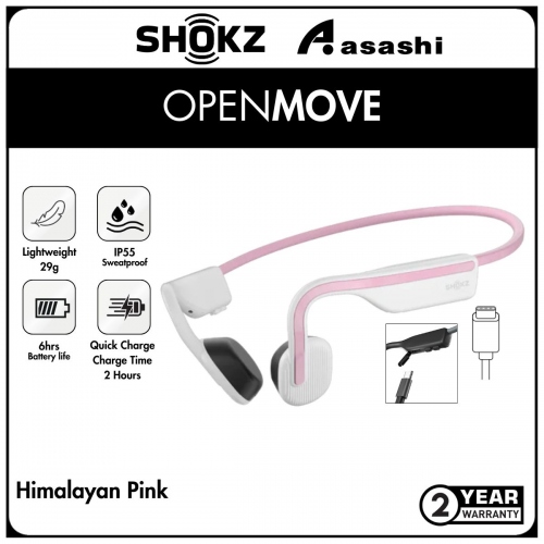 SHOKZ OpenMove (Himalayan Pink) Bluetooth Wireless Bone Conduction Wireless Sports Headphones