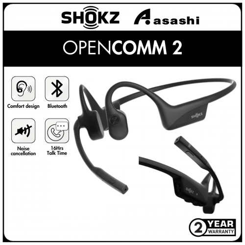 SHOKZ OpenComm 2 Bone Conduction Open-Ear Bluetooth Headset With Noise-Canceling Microphone