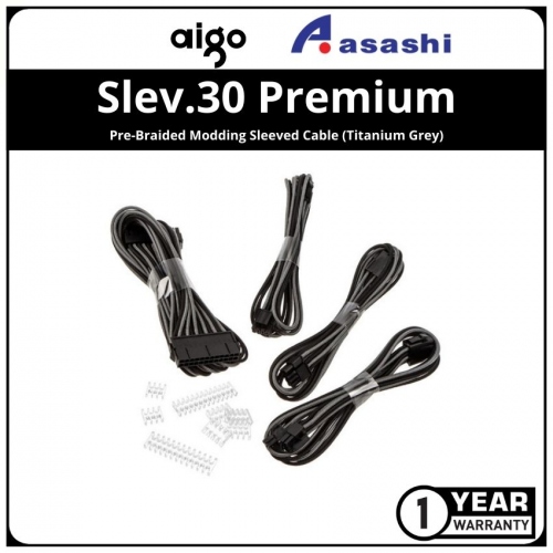 Slev.30 Premium Pre-Braided Modding Sleeved Cable (Titanium Grey)