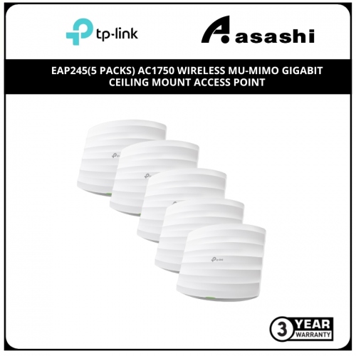 TP-Link EAP245(5 Packs) AC1750 Wireless MU-MIMO Gigabit Ceiling Mount Access Point