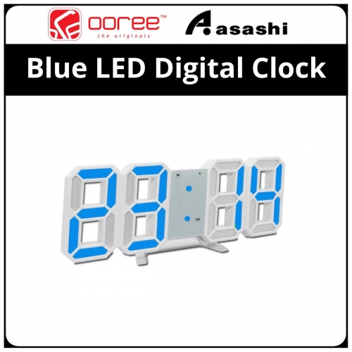 OOREE Blue LED Digital Clock with time/date/temperature mode & alarm function