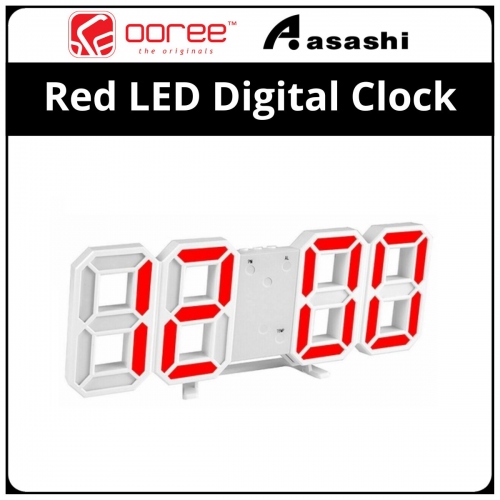 OOREE Red LED Digital Clock with time/date/temperature mode & alarm function