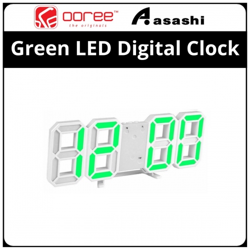 OOREE Green LED Digital Clock with time/date/temperature mode & alarm function
