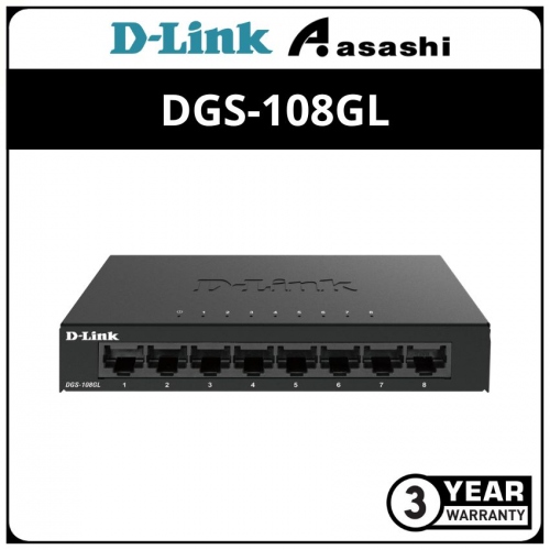 D-Link DGS-108GL 8-Port Gigabit Unmanaged Desktop Switch