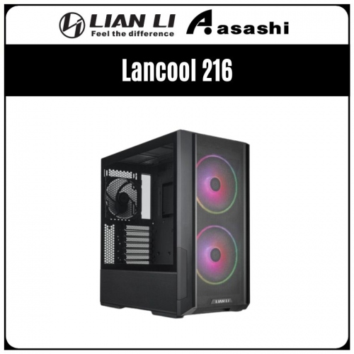 LIAN LI Lancool 216 (Type-C) Mesh Front ATX Casing (2x 16cm ARGB Fans + 1x 14cm Fan) - Black