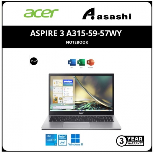 Acer Aspire 3 A315-59-57WY Notebook-(Intel Core i5-1235U/8GB DDR4 OB(1 slot)/512GB SSD/No ODD/15.6