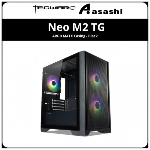 Tecware Neo M2 TG ARGB MATX Casing - Black (2x 140mm + 1x 120mm ARGB Fan)