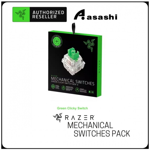 Razer Mechanical Switches Pack – Green Clicky Switch (Transparent Switch Housing, 100-Mil Keystroke Lifespan, 3-pin Connectors)