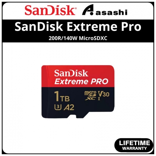 Sandisk (SDSQXCD-1T00-GN6MA) Extreme Pro 1TB UHS-I U3 V30 Class10 MicroSDXC Card - Up to 200MB/s Read Speed,140MB/s Write Speed