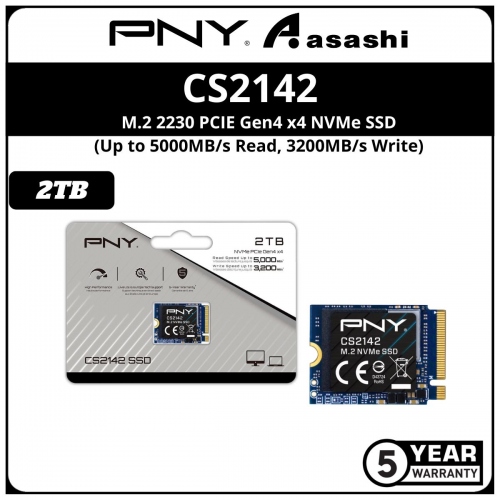 PNY CS2142 2TB M.2 2230 PCIE Gen4 x4 NVMe SSD - M230CS2142-2TB-TB (Up to 5000MB/s Read Speed,3200MB/s Write Speed)