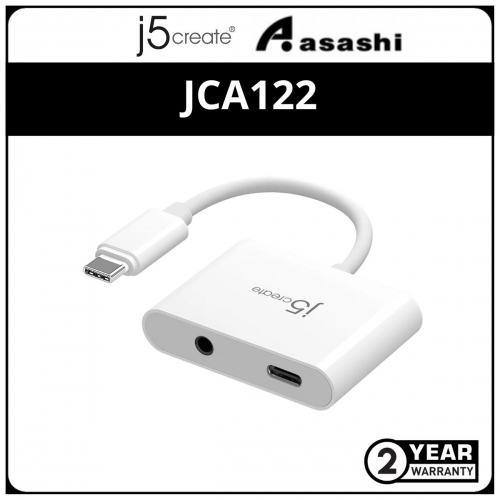 J5Create JCA122 Type C to 3.5mm Audio with Power Delivery Adapter (2 yrs Limited Hardware Warranty)