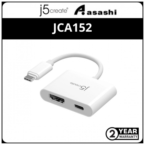 J5Create JCA152 USB-C to 4K HDMI Adapter with Power Supply (2 yrs Limited Hardware Warranty)