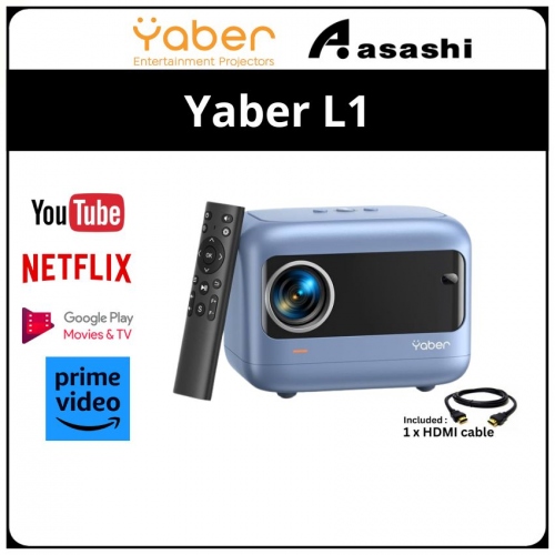 Yaber L1 Lifestyle Projector (Blue) , 250 ANSI Lumens, Android TV 9.0, 5W X 1 Speaker