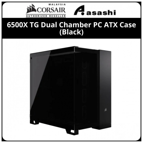 Corsair 6500X TG Dual Chamber PC ATX Case (Type C, 4x USB, AUX) - Black
