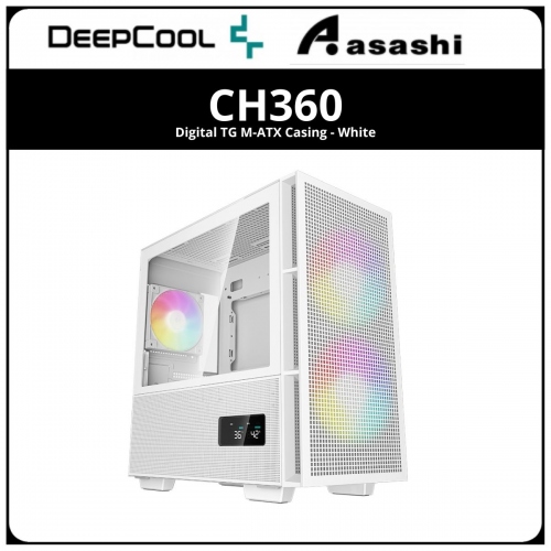 Deepcool CH360 Digital TG M-ATX Casing - White (2x 140mm + 1x 120mm ARGB Fan)